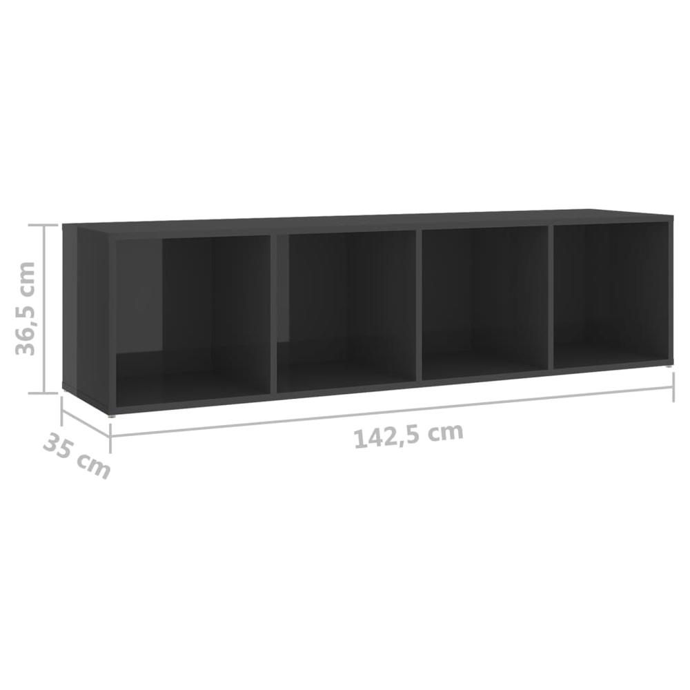 vidaXL 4 Piece TV Cabinet Set High Gloss Gray Engineered Wood, 3080077. Picture 12