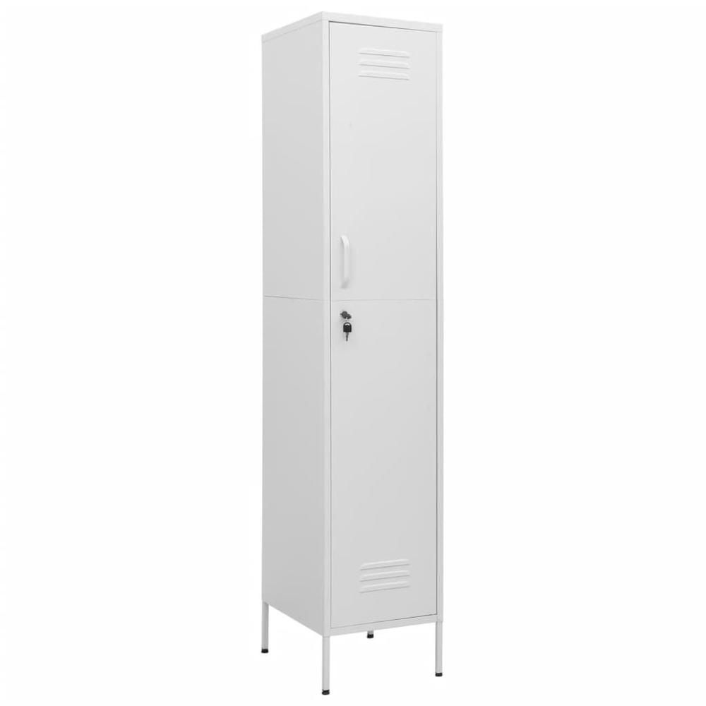 vidaXL Locker Cabinet White 13.8"x18.1"x70.9" Steel. Picture 2