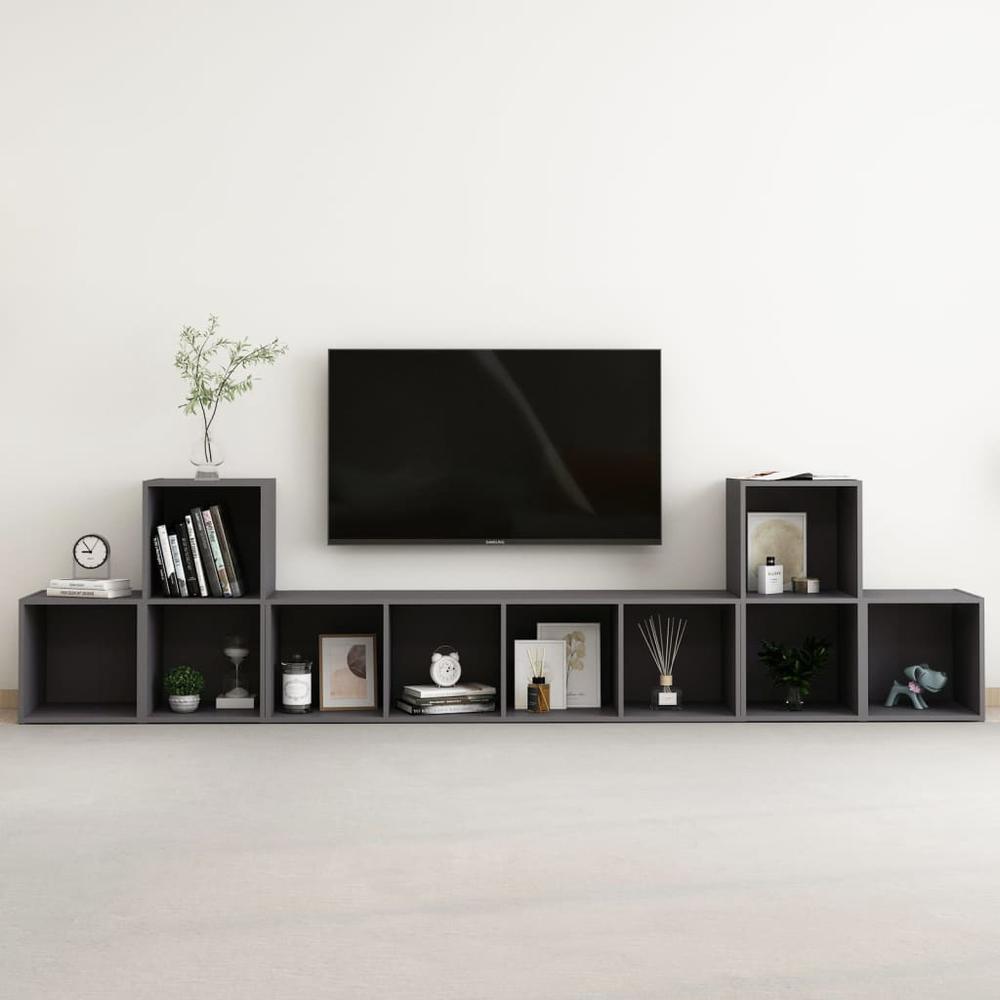vidaXL 5 Piece TV Cabinet Set Gray Engineered Wood, 3080008. The main picture.