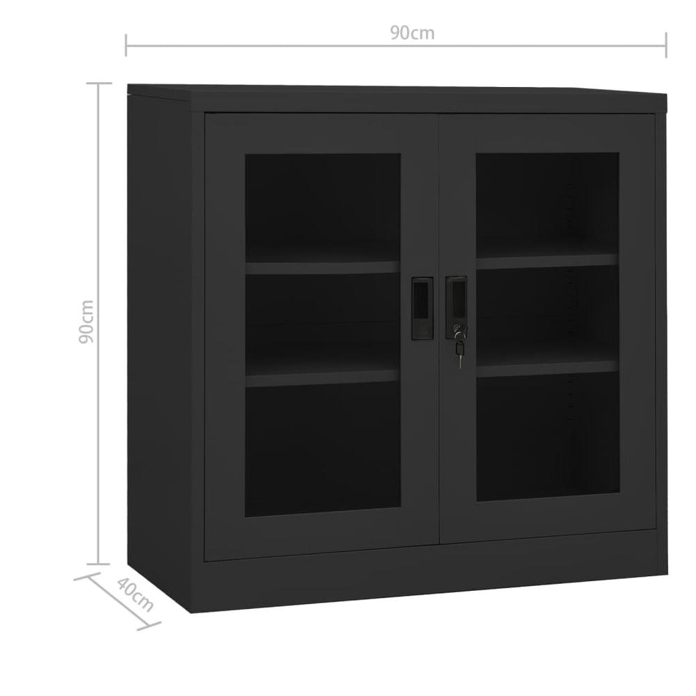 vidaXL Office Cabinet with Planter Box Anthracite 35.4"x15.7"x44.5" Steel. Picture 11