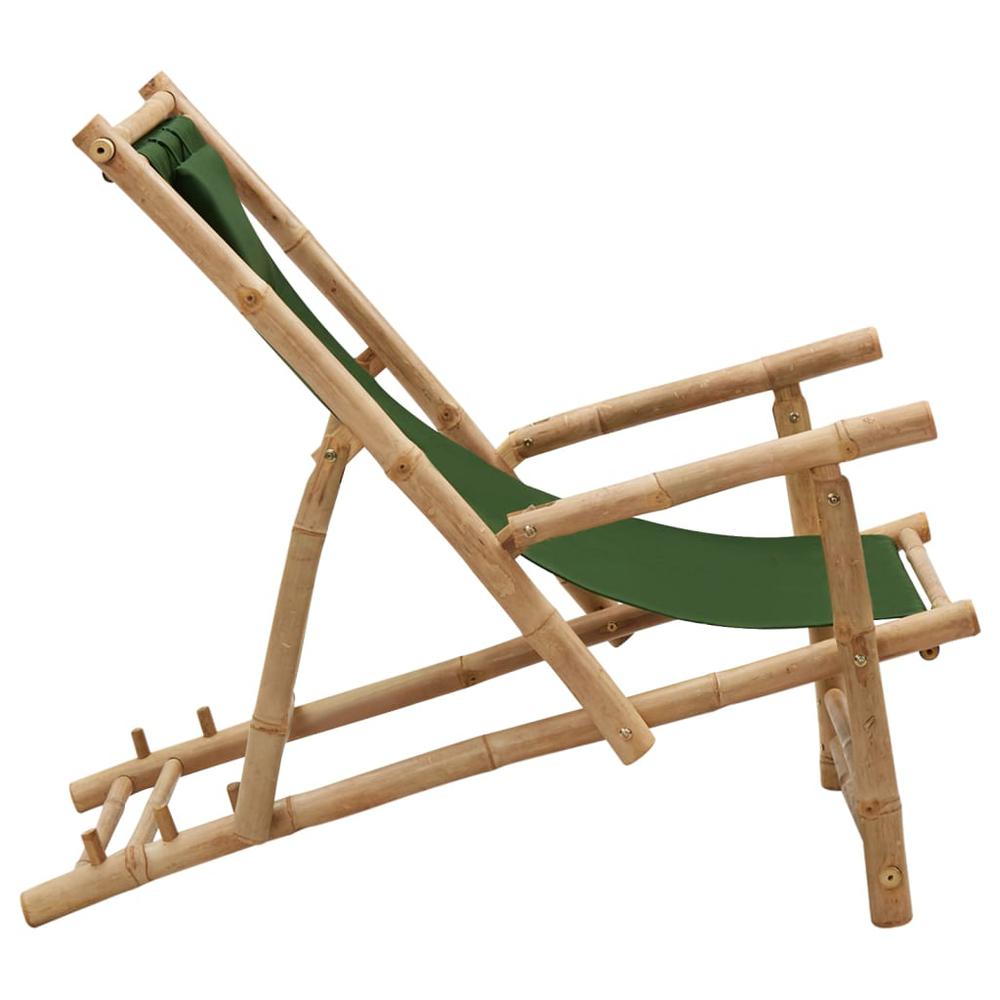 vidaXL Deck Chair Bamboo and Canvas Green, 318598. Picture 3