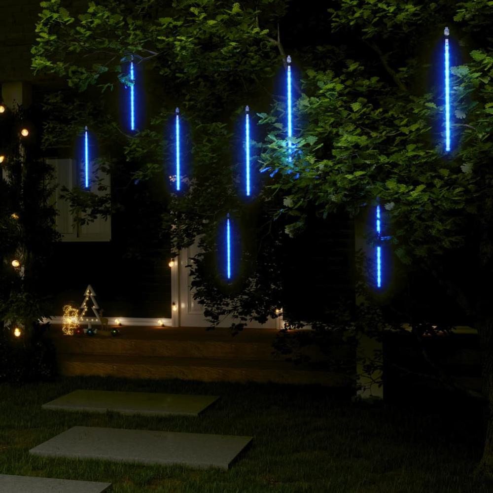 vidaXL Meteor Lights 8 pcs 11.8" Blue 192 LEDs Indoor Outdoor. Picture 1