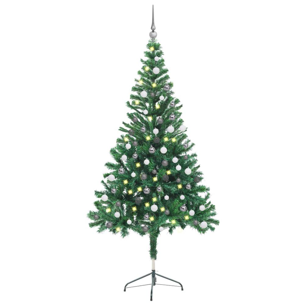 vidaXL Artificial Christmas Tree with LEDs&Ball Set 59.1" 380 Branches, 3077660. Picture 1