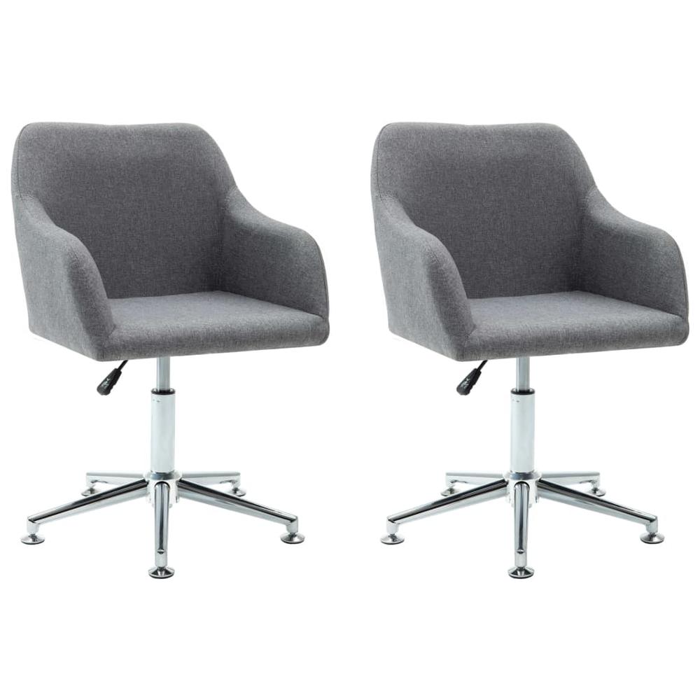 vidaXL Swivel Dining Chairs 2 pcs Light Gray Fabric. Picture 2