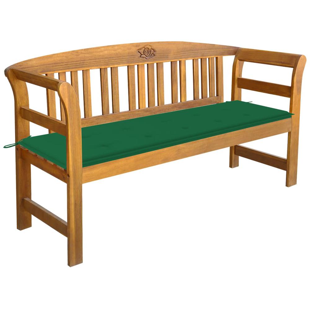 vidaXL Patio Bench with Cushion 61.8" Solid Acacia Wood, 3064271. Picture 1
