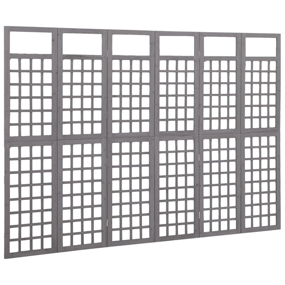 vidaXL 6-Panel Room Divider/Trellis Solid Fir Wood Gray 95.5"x70.9". Picture 3