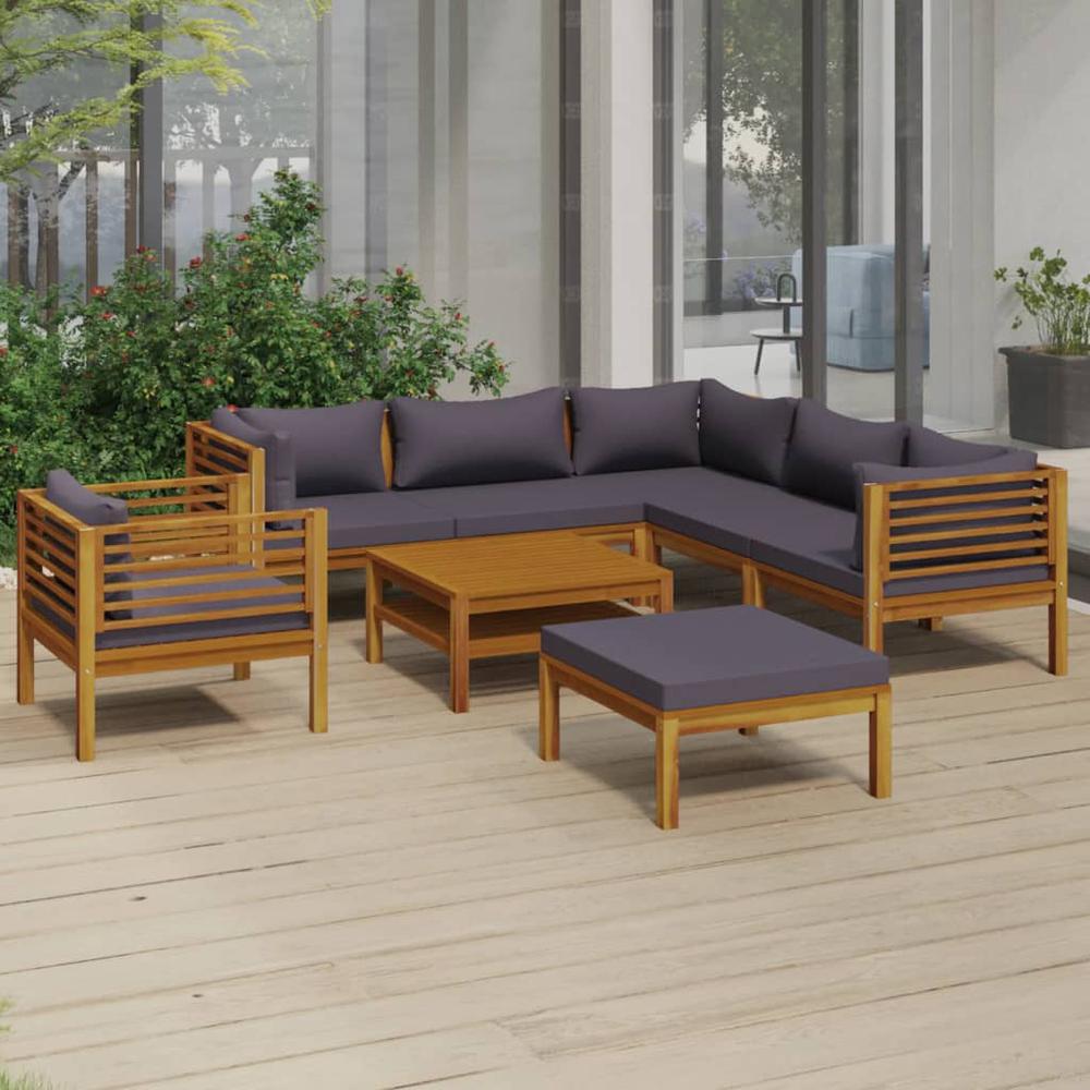 vidaXL 8 Piece Patio Lounge Set with Cushion Solid Acacia Wood, 3086907. Picture 1