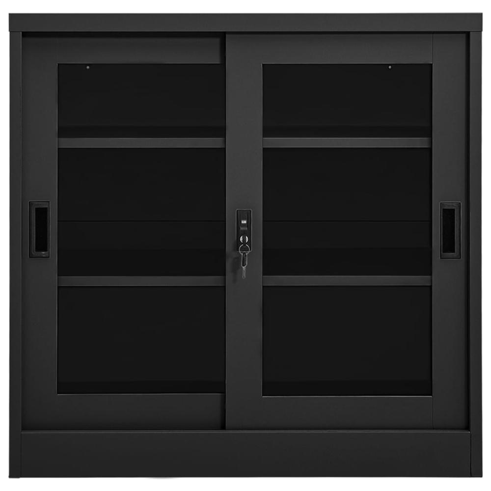 vidaXL Sliding Door Cabinet Anthracite 35.4"x15.7"x35.4" Steel. Picture 2