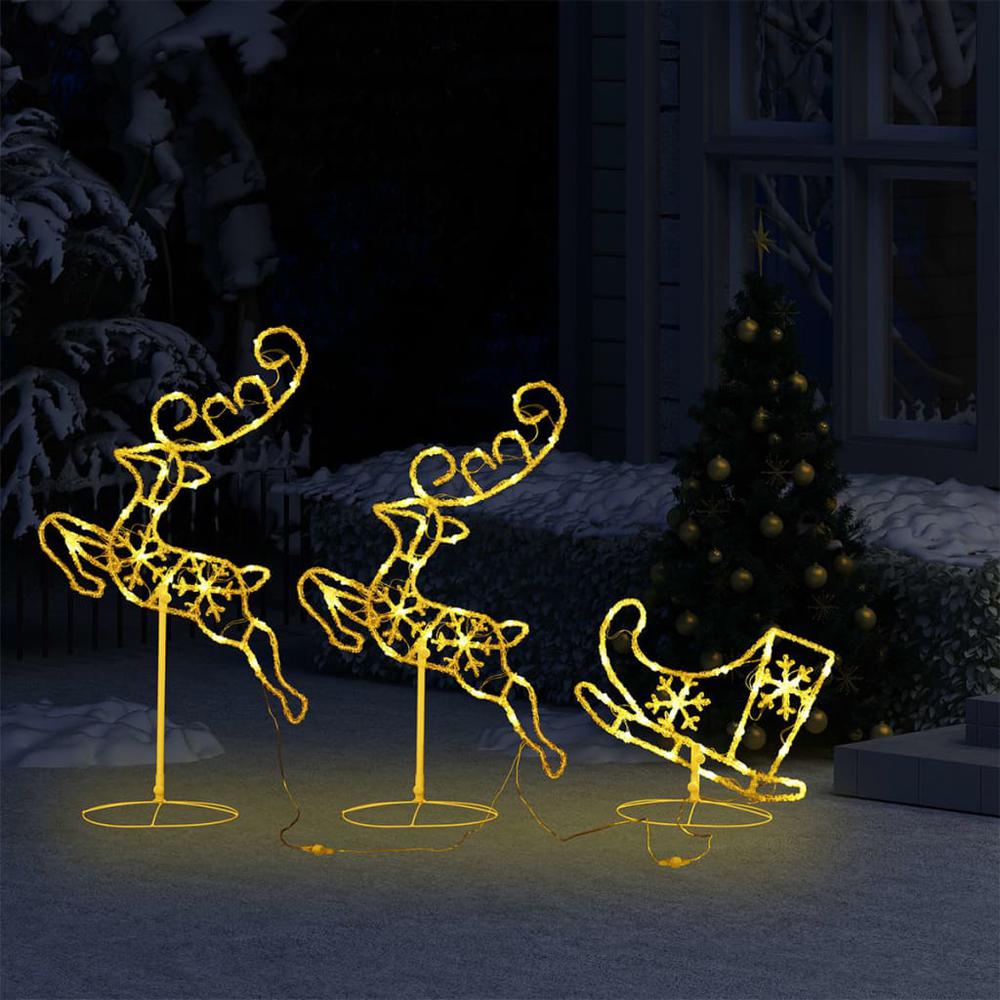 vidaXL Acrylic Christmas Flying Reindeer&Sleigh 102.4"x8.3"x34.3" Warm White. Picture 3