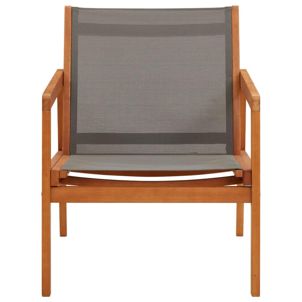 vidaXL Patio Lounge Chair Gray Solid Eucalyptus Wood and Textilene, 316124. Picture 2