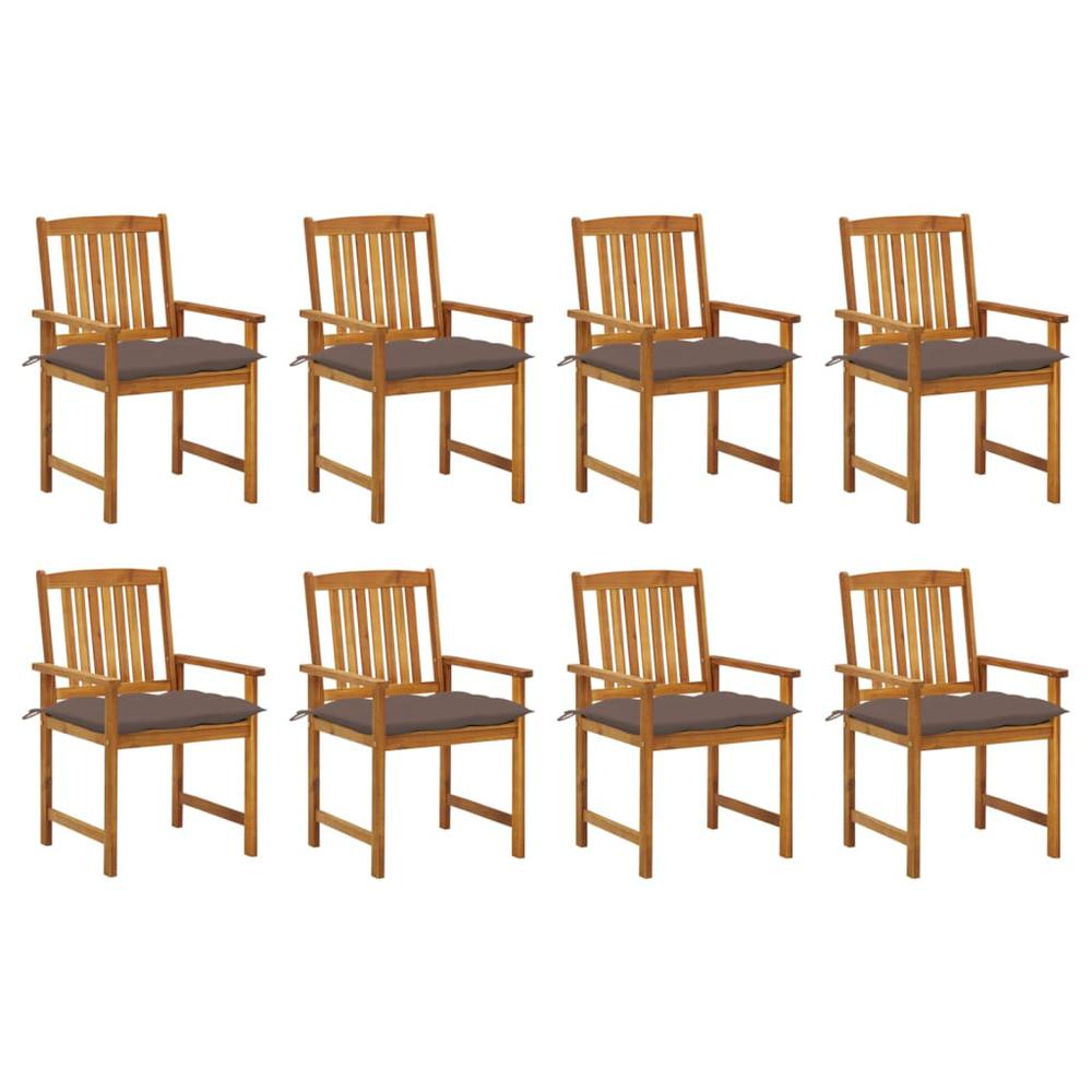 vidaXL Patio Chairs with Cushions 8 pcs Solid Acacia Wood, 3078201. Picture 1