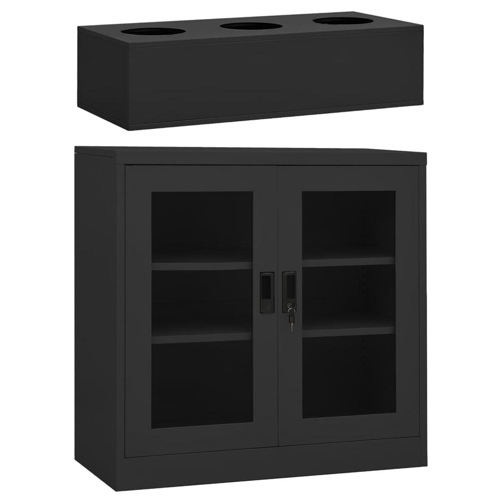 vidaXL Office Cabinet with Planter Box Anthracite 35.4"x15.7"x44.5" Steel. Picture 1