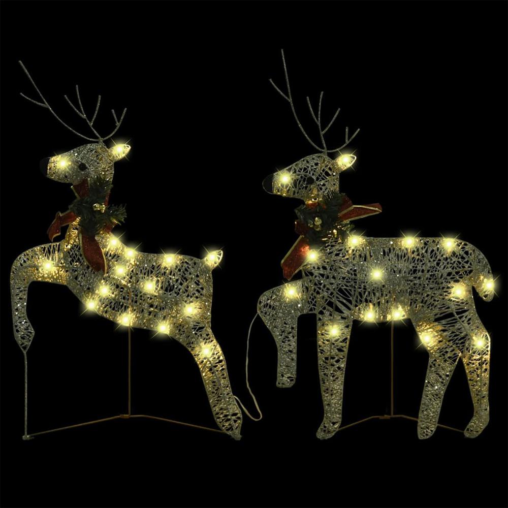 vidaXL Christmas Reindeers 2 pcs Gold 40 LEDs. Picture 3