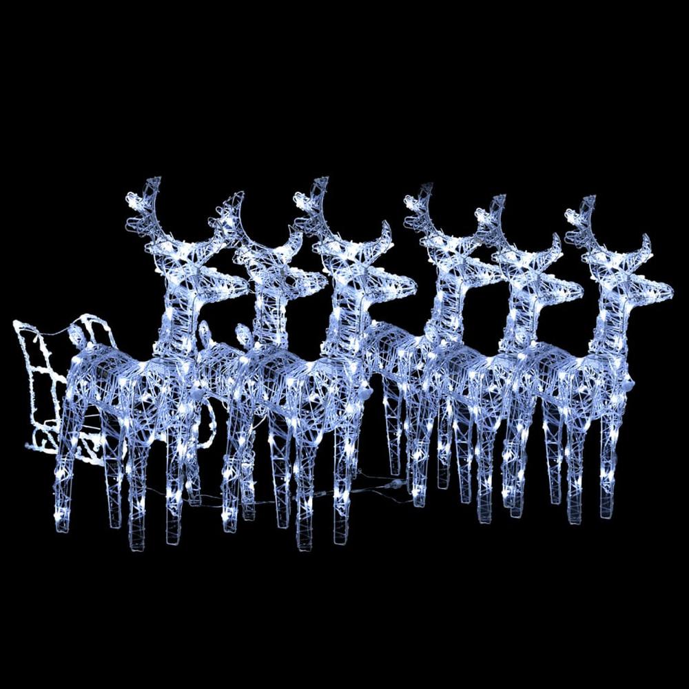 vidaXL Reindeers & Sleigh Christmas Decoration 320 LEDs Acrylic, 3100424. Picture 2