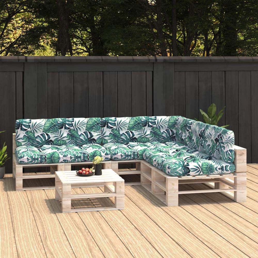 vidaXL Pallet Sofa Cushions 7 pcs Leaf Pattern. Picture 1