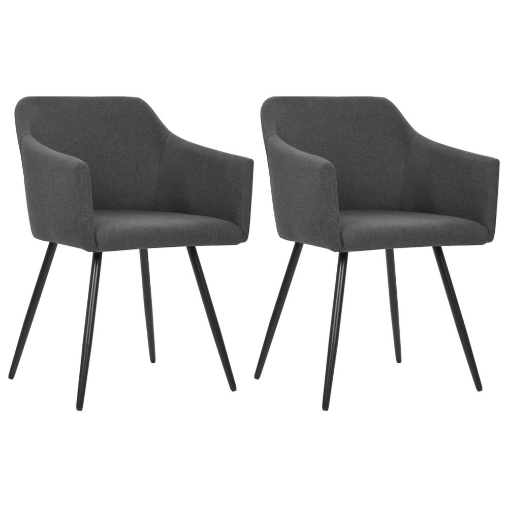 vidaXL Dining Chairs 2 pcs Dark Gray Fabric, 323094. Picture 1