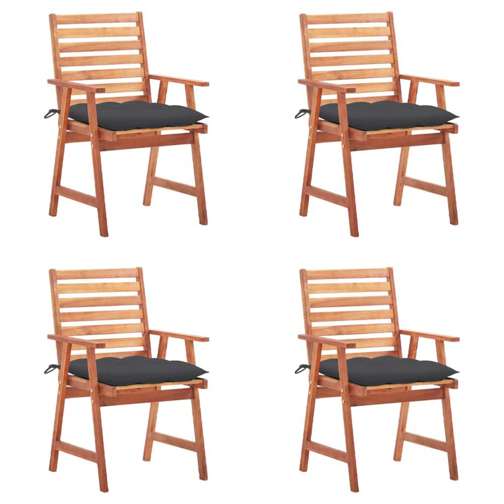 vidaXL Patio Dining Chairs 4 pcs with Cushions Solid Acacia Wood, 3078335. Picture 1