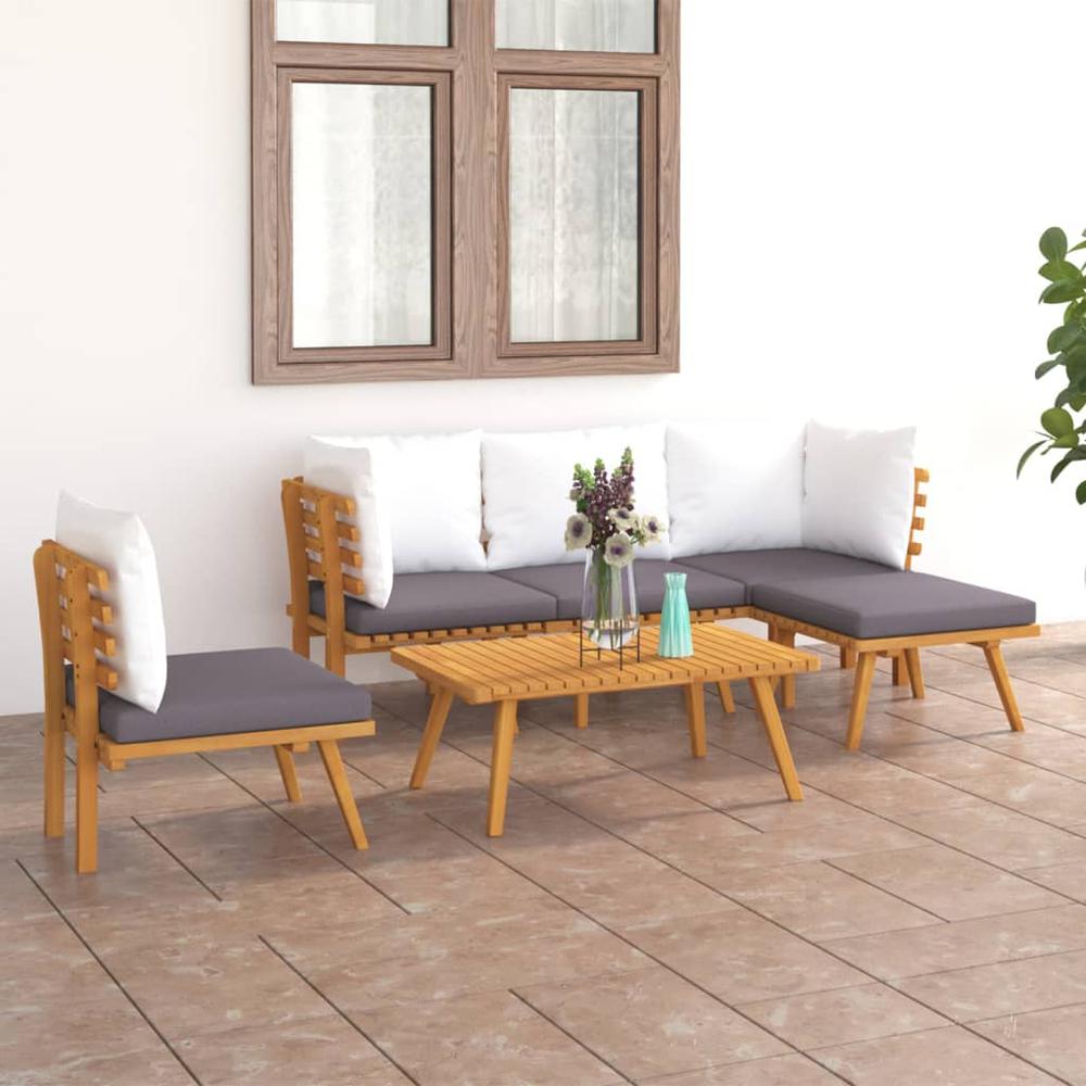 vidaXL 6 Piece Patio Lounge Set with Cushions Solid Acacia Wood, 3087004. Picture 1