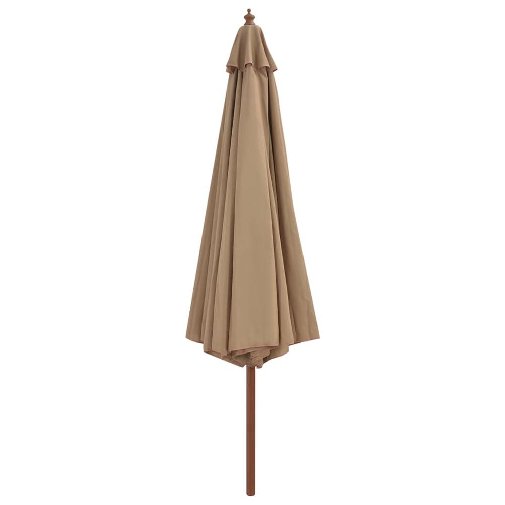 vidaXL Outdoor Parasol with Wooden Pole 137.8" Taupe. Picture 2