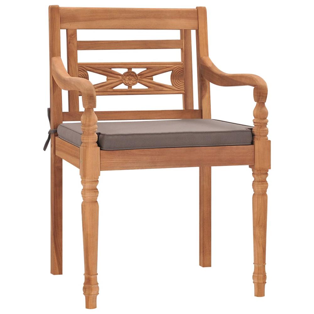 vidaXL Batavia Chairs 2 pcs with Dark Gray Cushions Solid Teak Wood. Picture 2