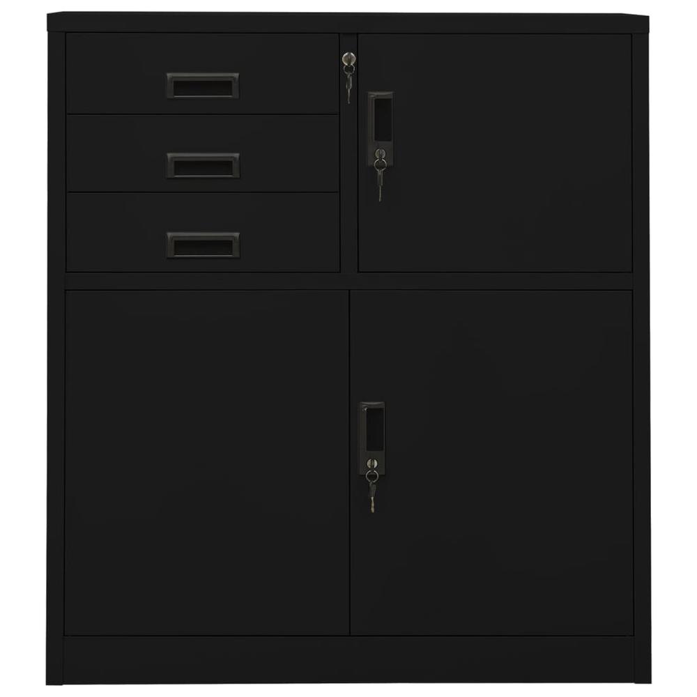 vidaXL Office Cabinet Black 35.4"x15.7"x40.2" Steel, 336407. Picture 2