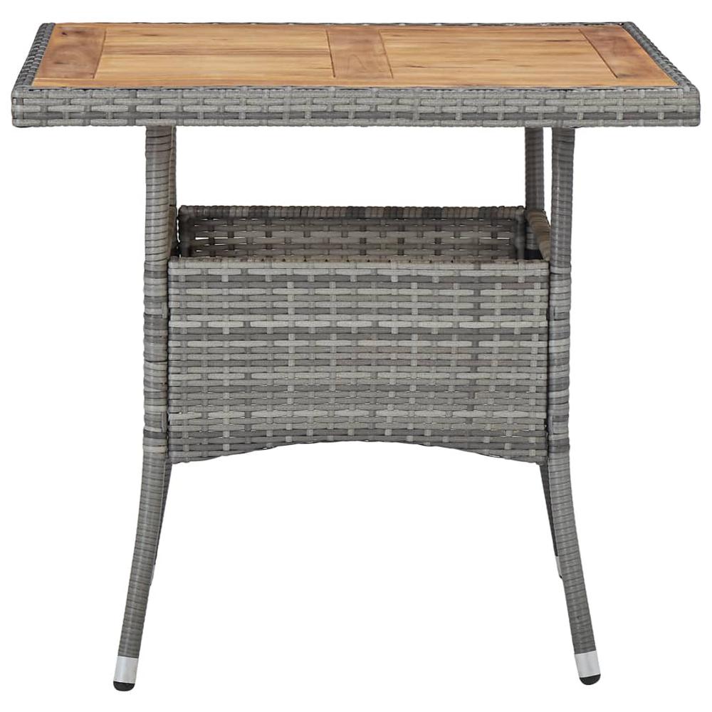 vidaXL Patio Dining Table Gray Poly Rattan and Solid Acacia Wood. Picture 2