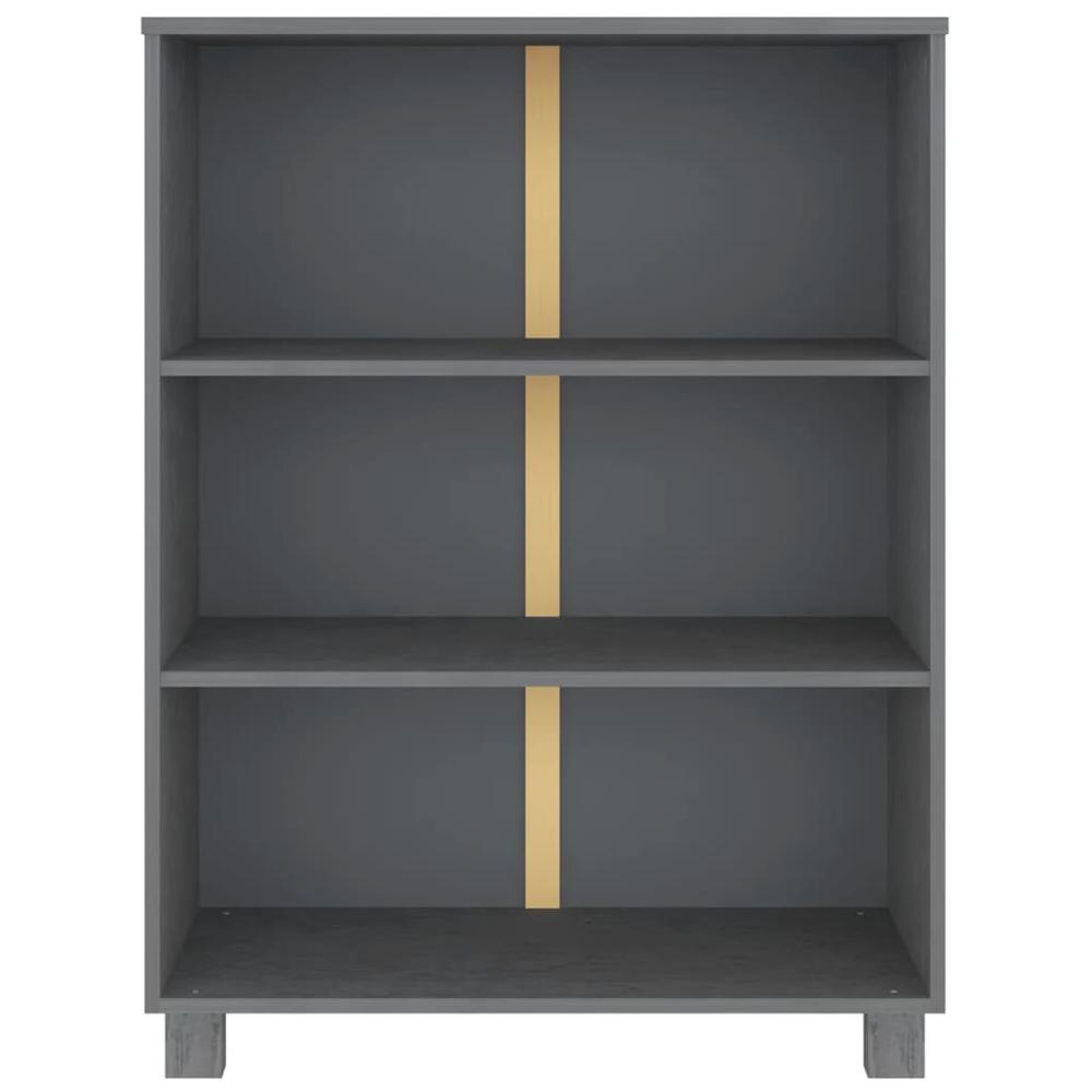 vidaXL Book Cabinet Dark Gray 33.5"x13.8"x44.1" Solid Wood Pine. Picture 3