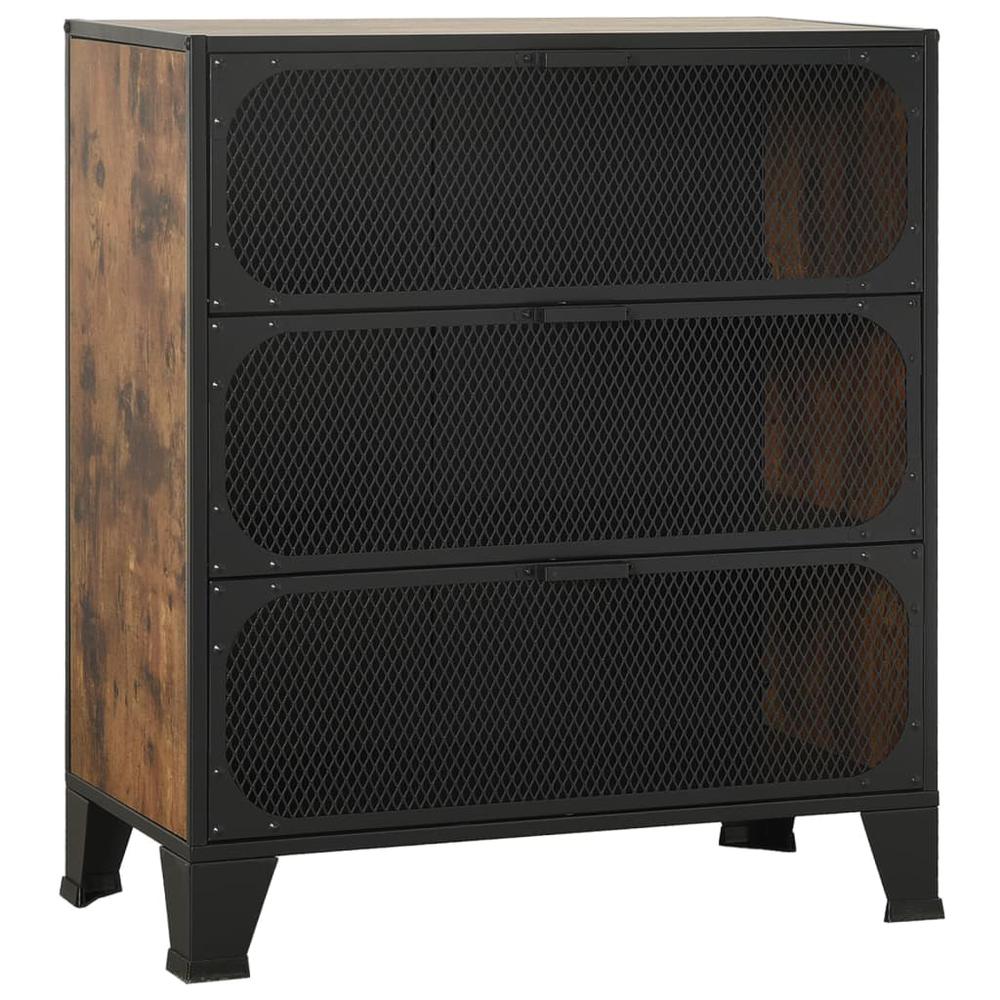 vidaXL Storage Cabinets 2 pcs Rustic Brown 28.3"x14.2"x32.3" Metal and MDF, 3095971. Picture 3