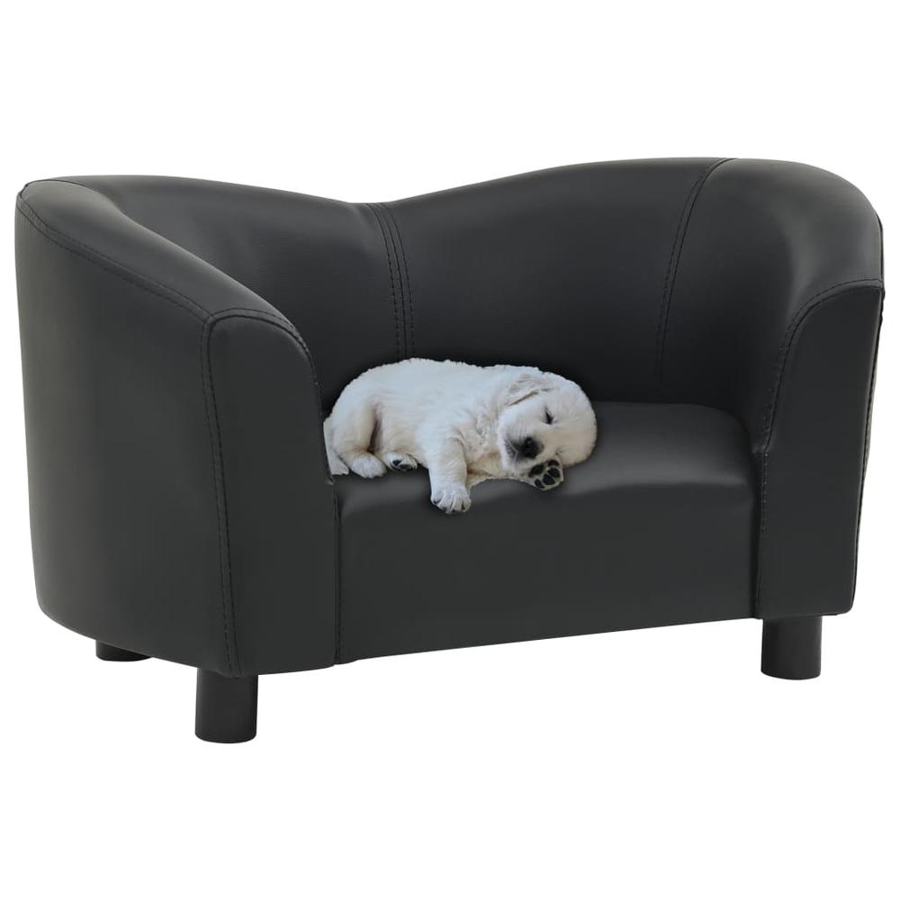 vidaXL Dog Sofa Black 26.4"x16.1"x15.4" Faux Leather. Picture 1