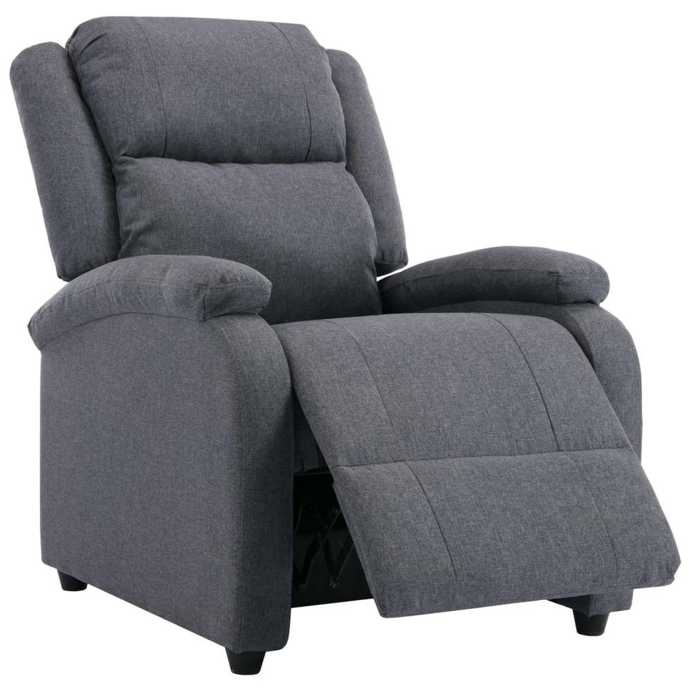 vidaXL TV Recliner Chair Dark Gray Fabric. Picture 4