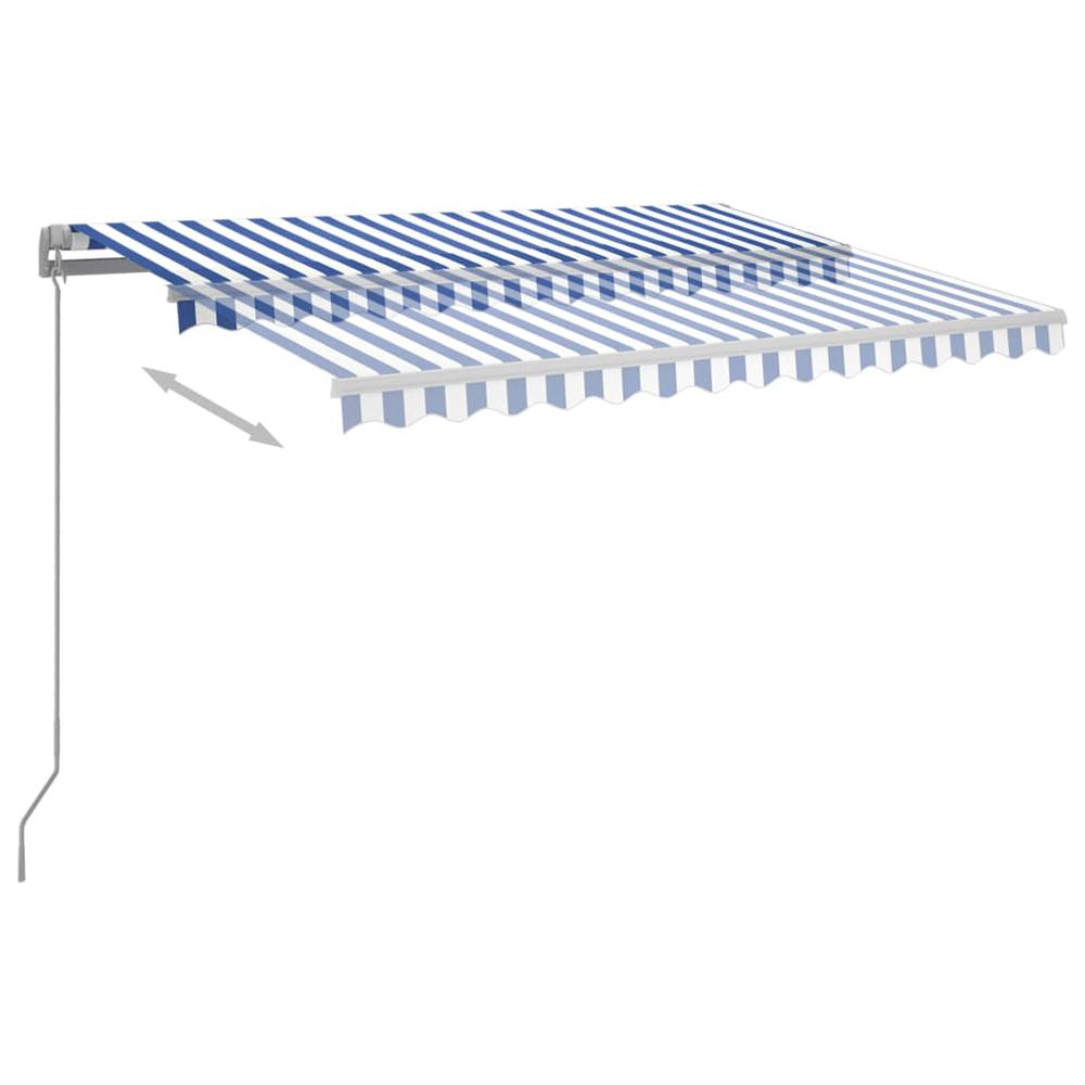 vidaXL Manual Retractable Awning with LED 9.8'x8.2' Blue and White. Picture 4