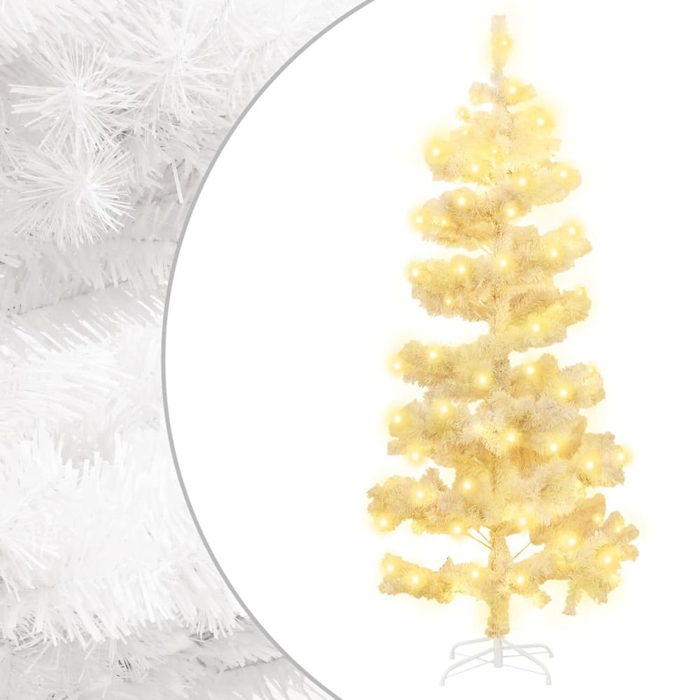 vidaXL Swirl Christmas Tree with Stand and LEDs White 70.9" PVC. Picture 1