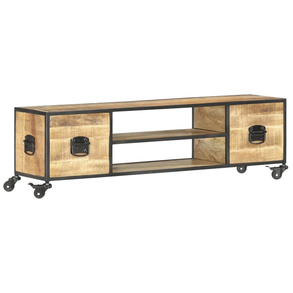 vidaXL TV Cabinet 51.2"x11.8"x15.4" Solid Mango Wood. Picture 1