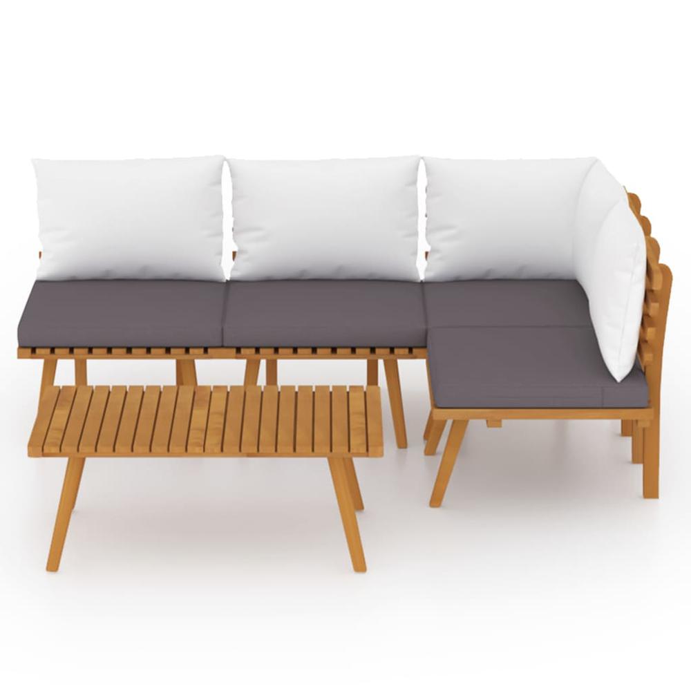 vidaXL 5 Piece Patio Lounge Set with Cushions Solid Acacia Wood, 3087028. Picture 3
