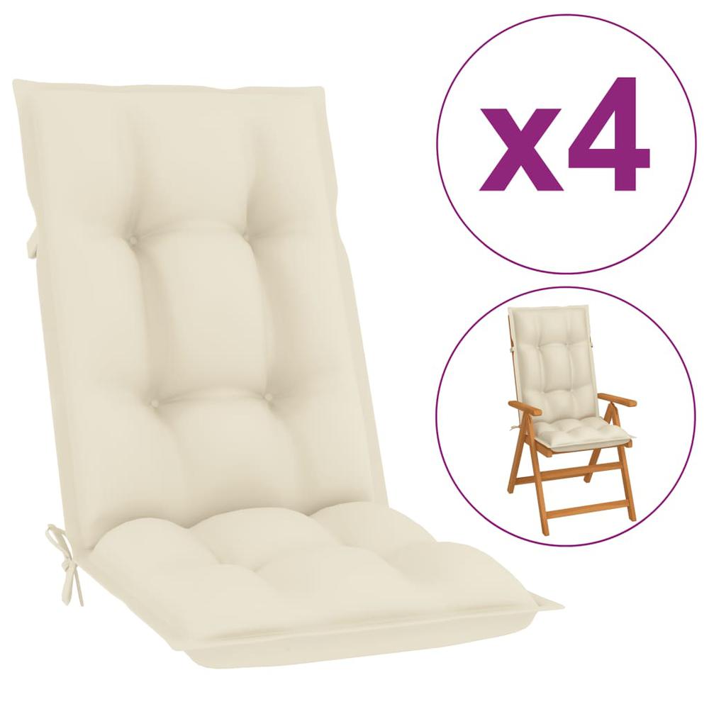 vidaXL Garden Chair Cushions 4 pcs Cream 47.2"x19.7"x2.8". Picture 1