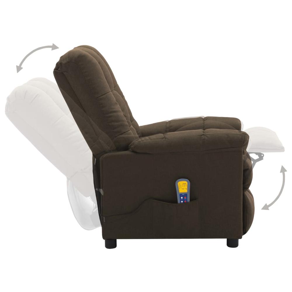 vidaXL Electric Massage Recliner Brown Fabric, 3074040. Picture 4
