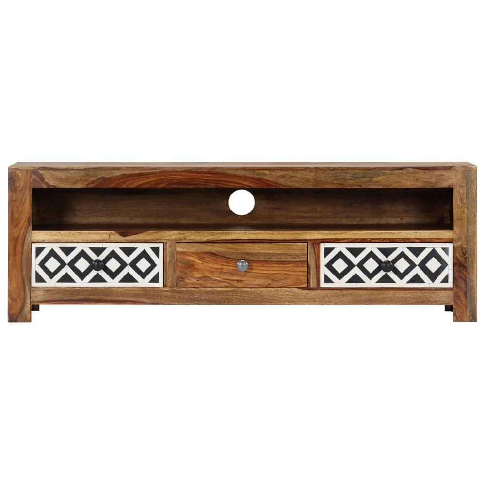 vidaXL TV Cabinet 47.2"x11.8"x15.7" Solid Sheesham Wood, 248093. Picture 3
