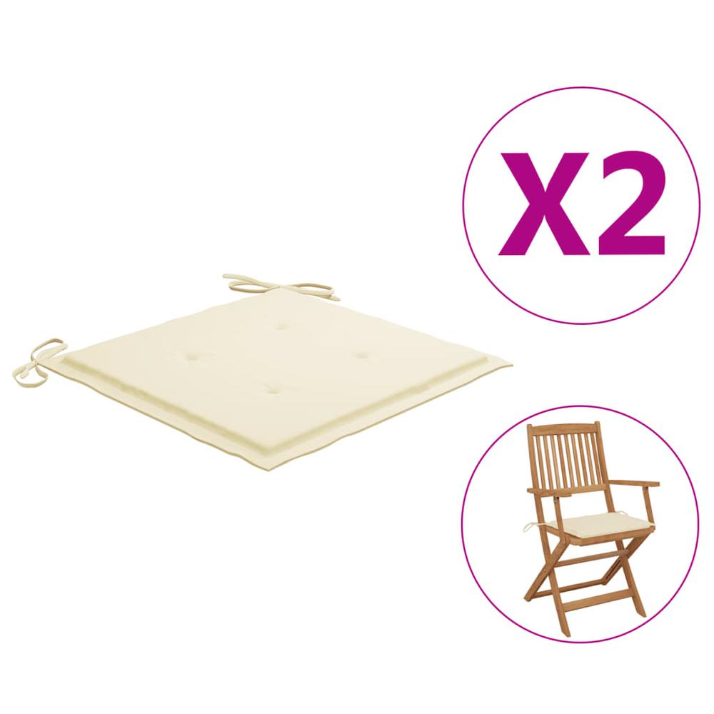vidaXL Garden Chair Cushions 2 pcs Cream 15.7"x15.7"x1.2" Fabric. Picture 1