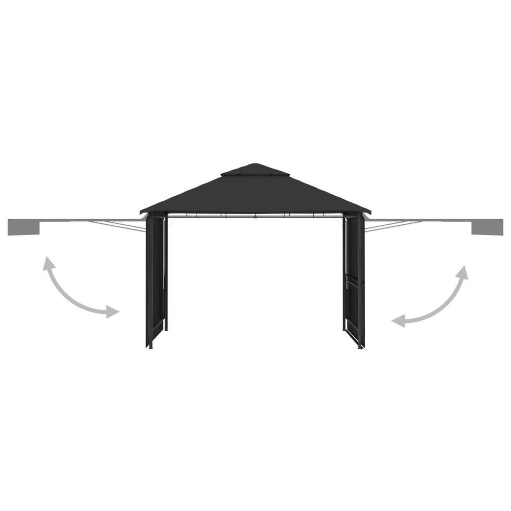 vidaXL Gazebo with Double Extending Roofs 9.8'x9.8'x9' Anthracite 180g/mÂ², 48004. Picture 3