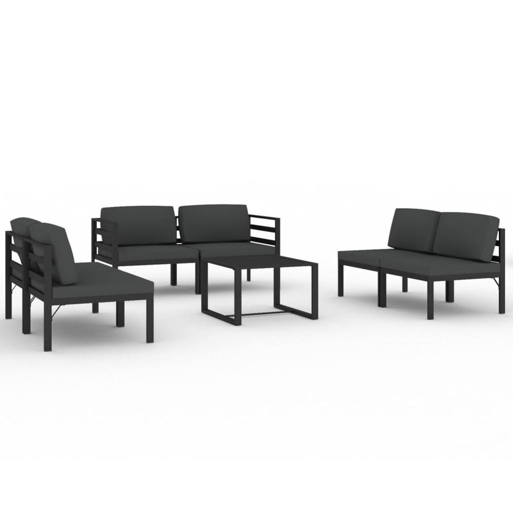 vidaXL 7 Piece Patio Lounge Set with Cushions Aluminum Anthracite, 3107803. Picture 2
