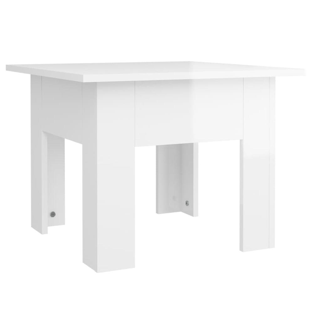 vidaXL Coffee Table High Gloss White 21.7"x21.7"x16.5" Engineered Wood, 810241. Picture 2