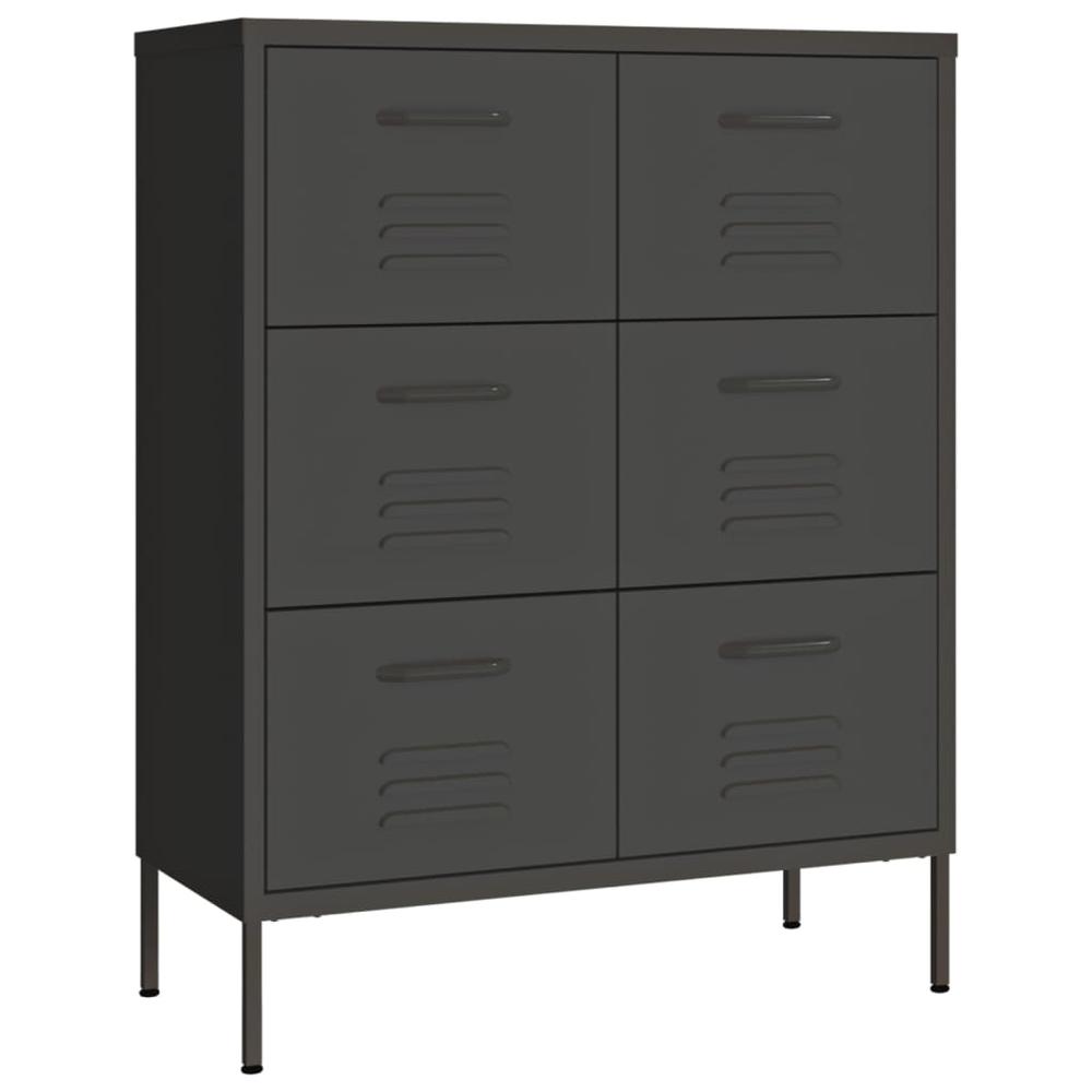 vidaXL Drawer Cabinet Anthracite 31.5"x13.8"x40" Steel. Picture 2