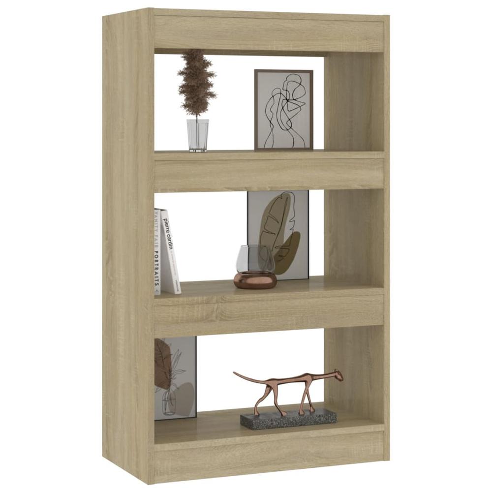 vidaXL Book Cabinet/Room Divider Sonoma Oak 23.6"x11.8"x40.6" Engineered Wood. Picture 4