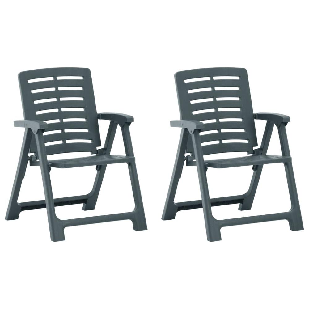 vidaXL Patio Chairs 2 pcs Plastic Green. Picture 1