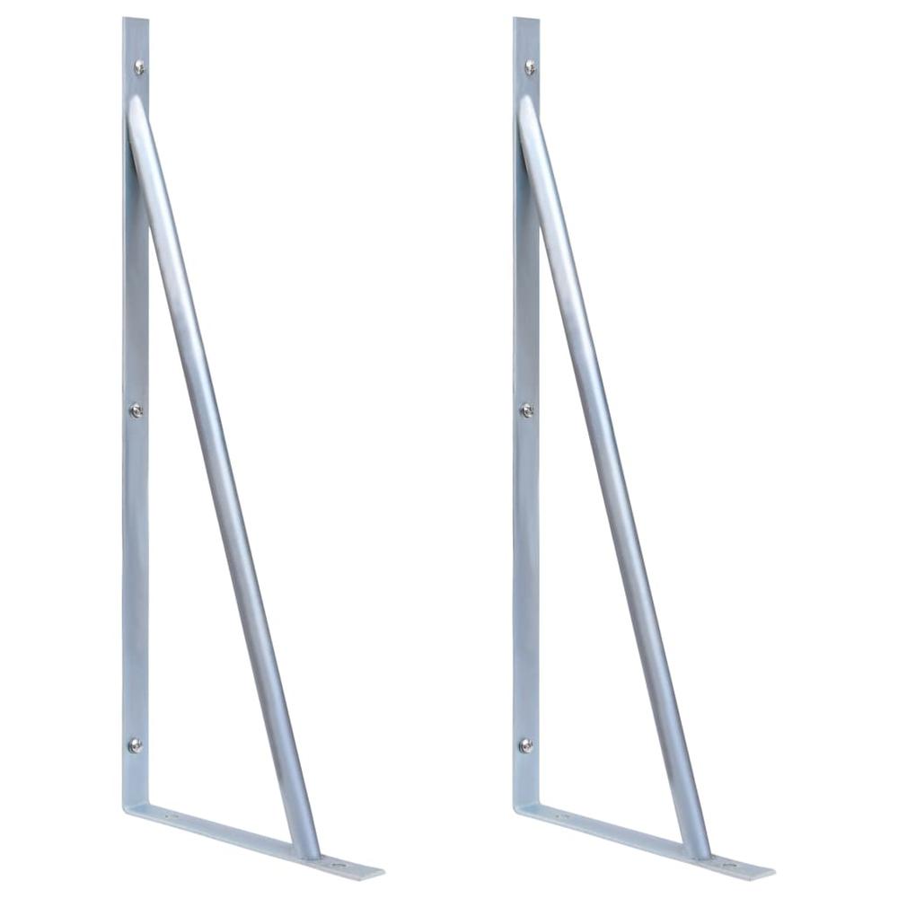 vidaXL Support Brackets for Fence Post 2 pcs Galvanized Steel. Picture 1