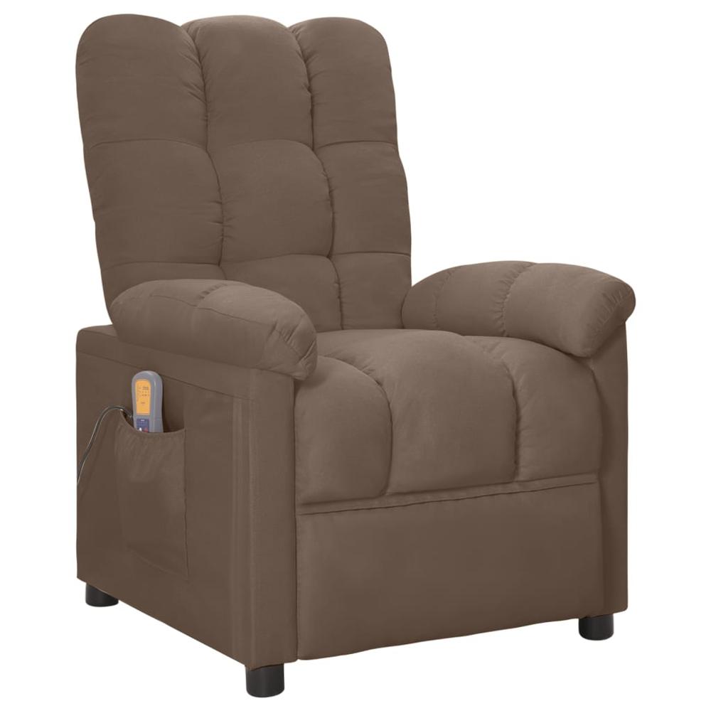 vidaXL Massage Recliner Taupe Fabric. Picture 1