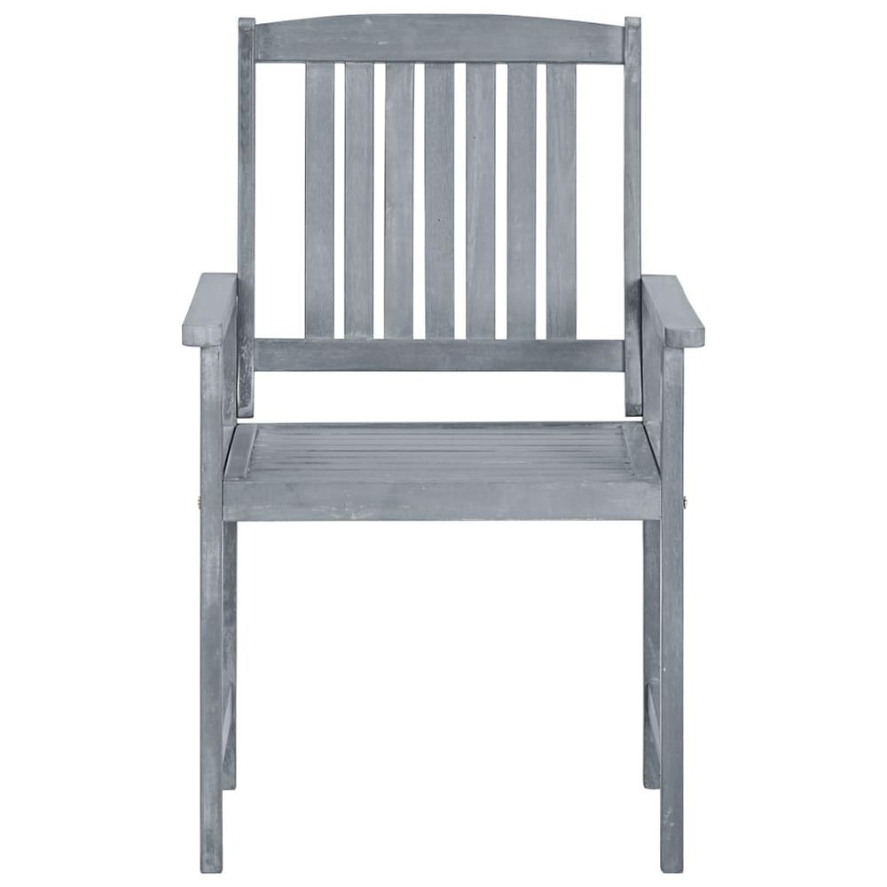 vidaXL Patio Chairs 6 pcs Solid Acacia Wood Gray. Picture 3