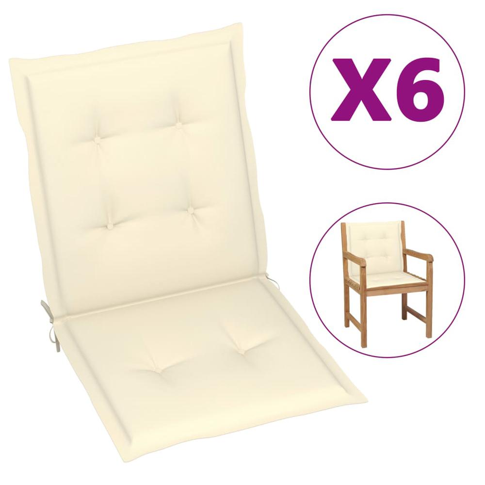 vidaXL Garden Chair Cushions 6 pcs Cream 39.4"x19.7"x1.2". Picture 1