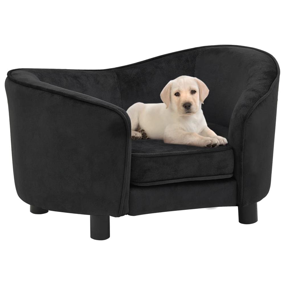 vidaXL Dog Sofa Black 27.2"x19.3"x15.7" Plush. Picture 1