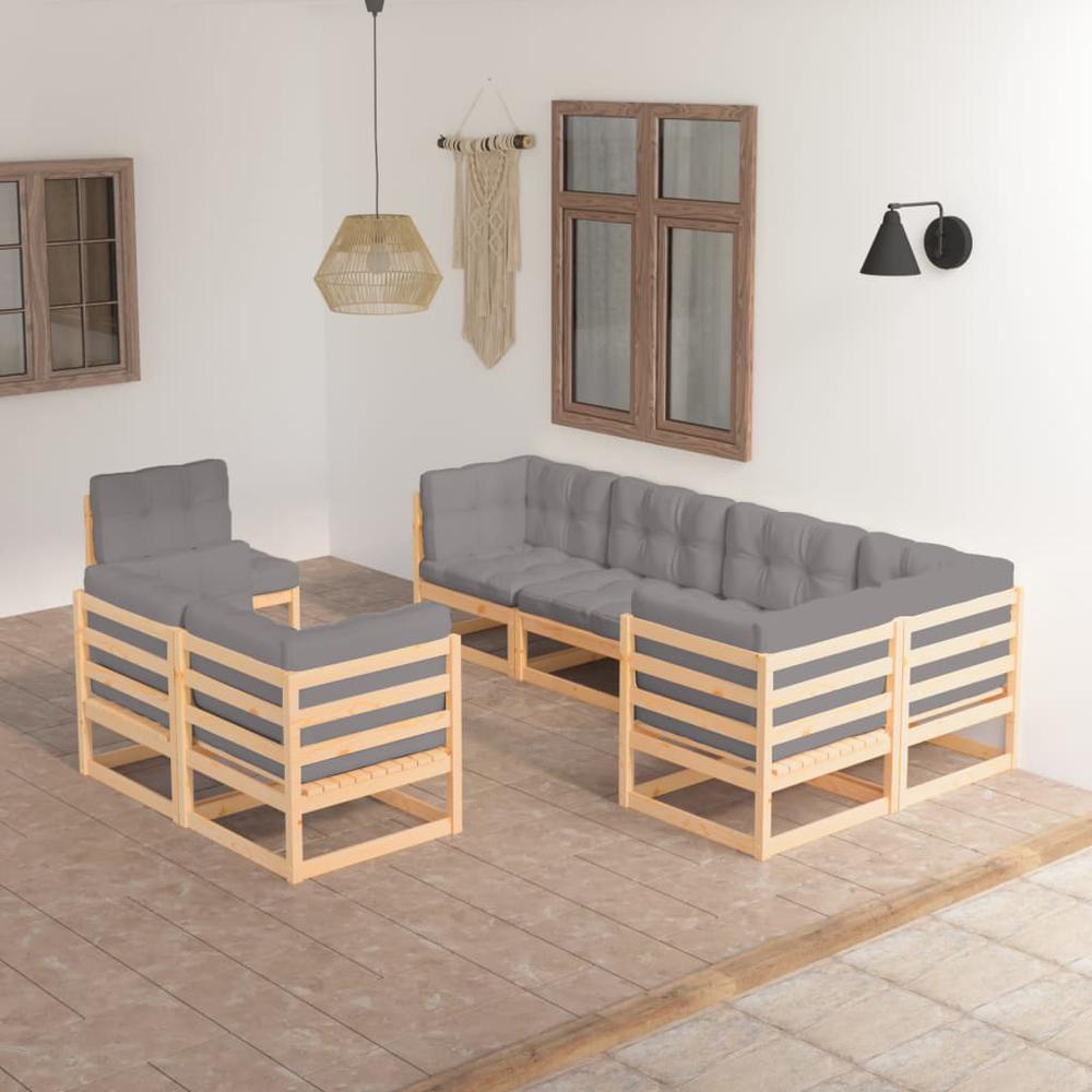 vidaXL 8 Piece Patio Lounge Set with Cushions Solid Pinewood, 3076714. The main picture.